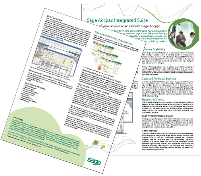 Marketing collateral design and printing for Sage Software India
